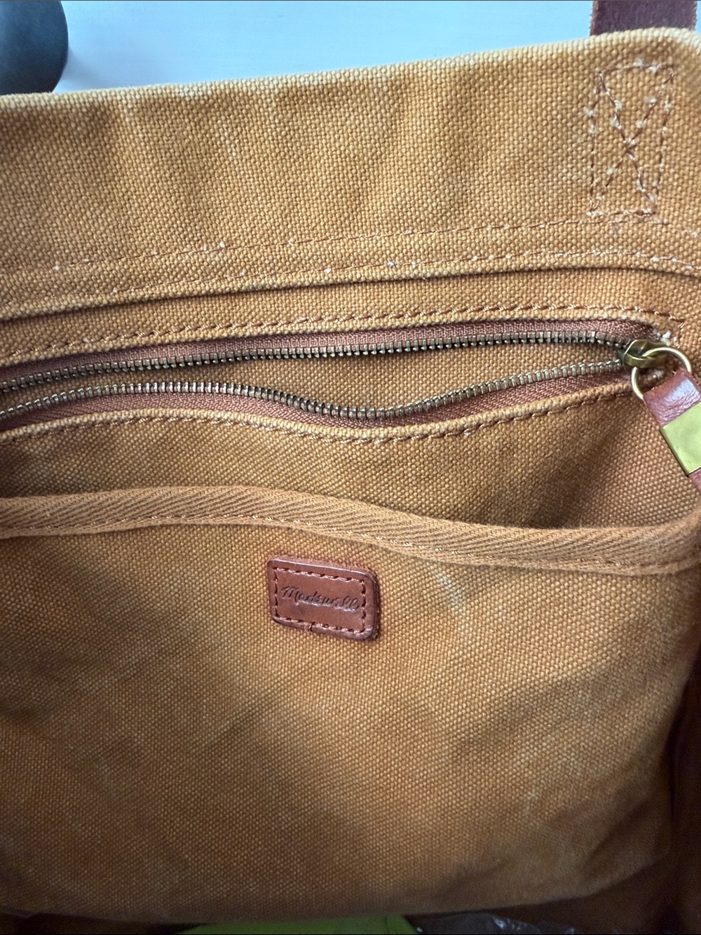 Madewell Tote Bag with Brown Leather Straps - Mustard - Picture 3 of 3